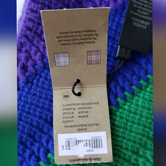 Burberry Rainbow Stripe Knitted Beanie - Picture 5 of 5
